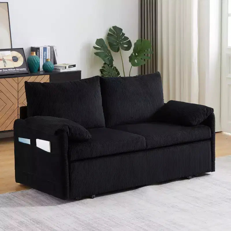 64.5 3-in-1 Schlafsofa aus Kord mit Ausziehbett