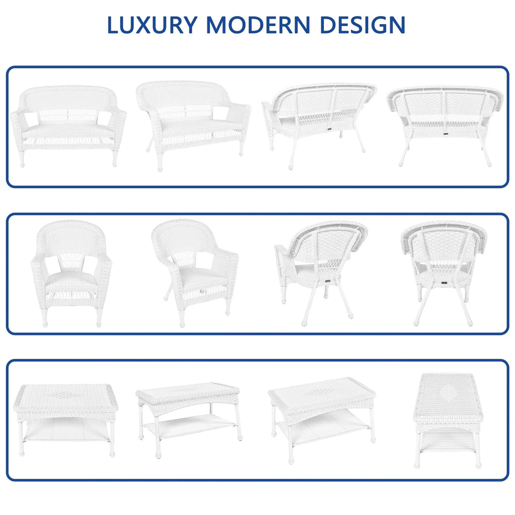 4-teiliges Loungeset aus Polyrattan für den Außenbereich