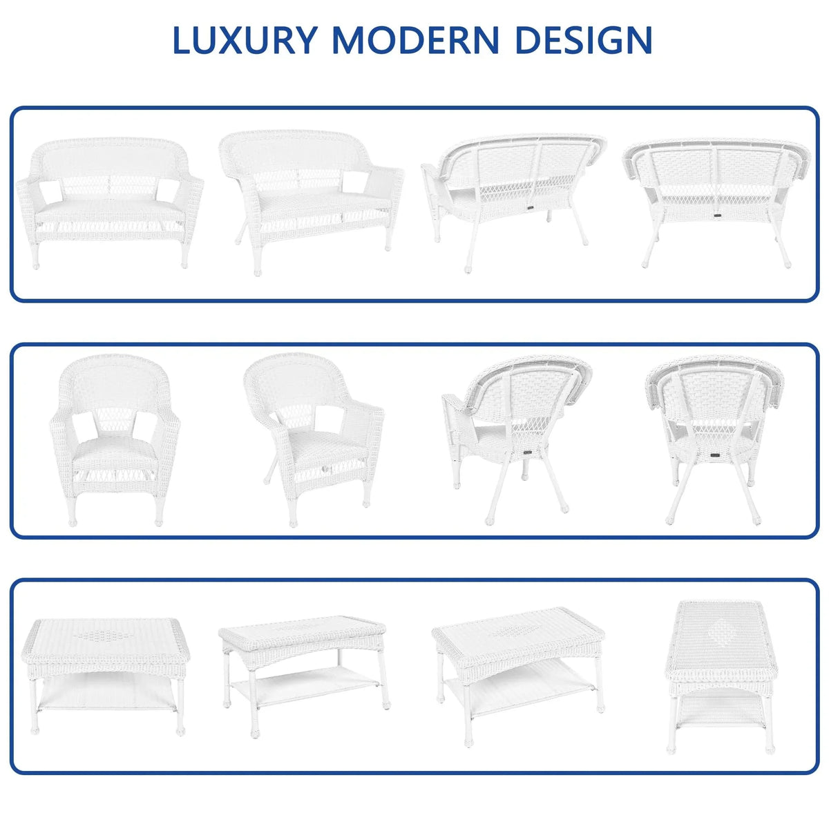 4-teiliges Loungeset aus Polyrattan für den Außenbereich