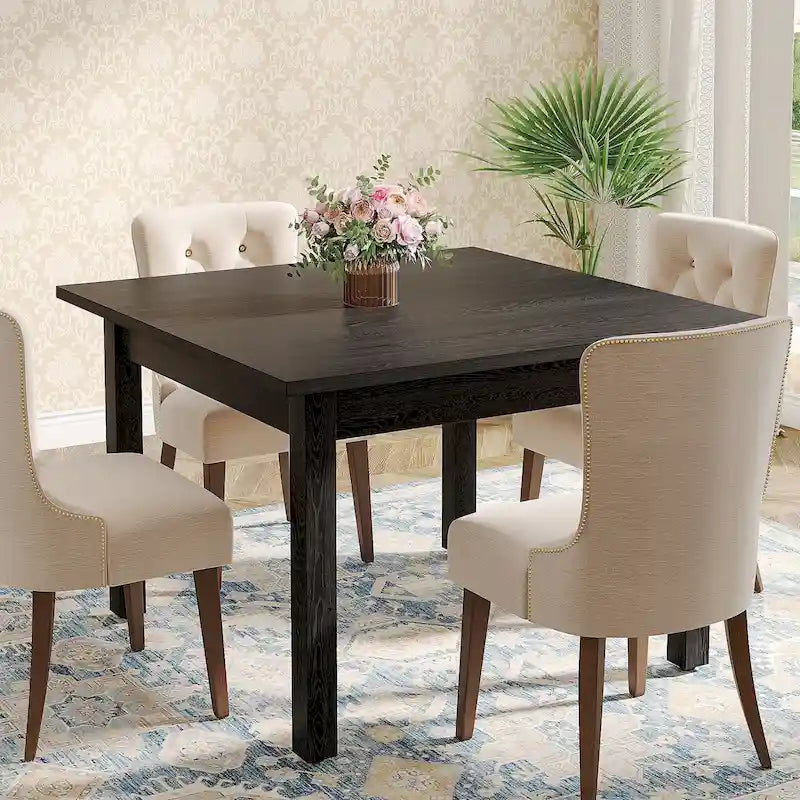 39,4 Zoll quadratischer Esstisch für 2-4 Personen mit Massivholzbeinen für Wohnzimmer Esszimmer