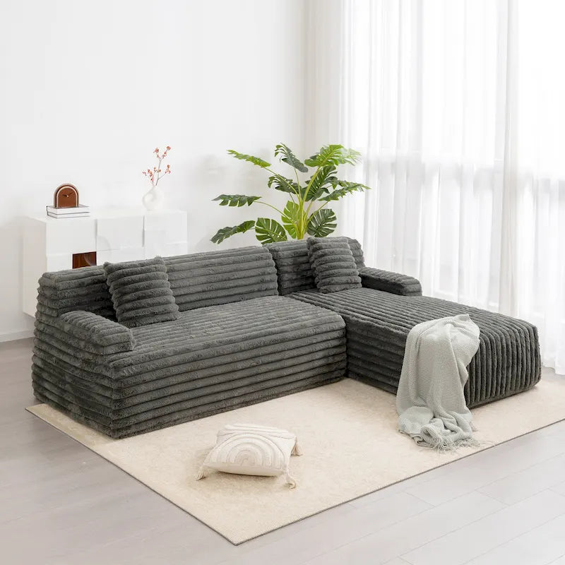 Cloud-Ecksofa, modernes Polstersofa mit 2 Wurfkissen, frei kombinierbares Sofa, modulares L-förmiges Ecksofa