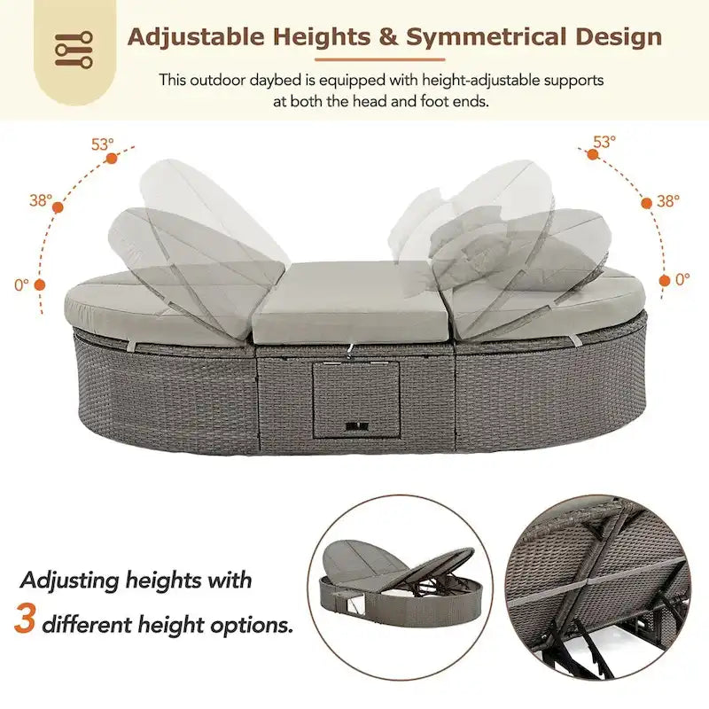 Outdoor Sonnenliege Gartenliege 2-Personen-Daybed mit Kissen und Polstern