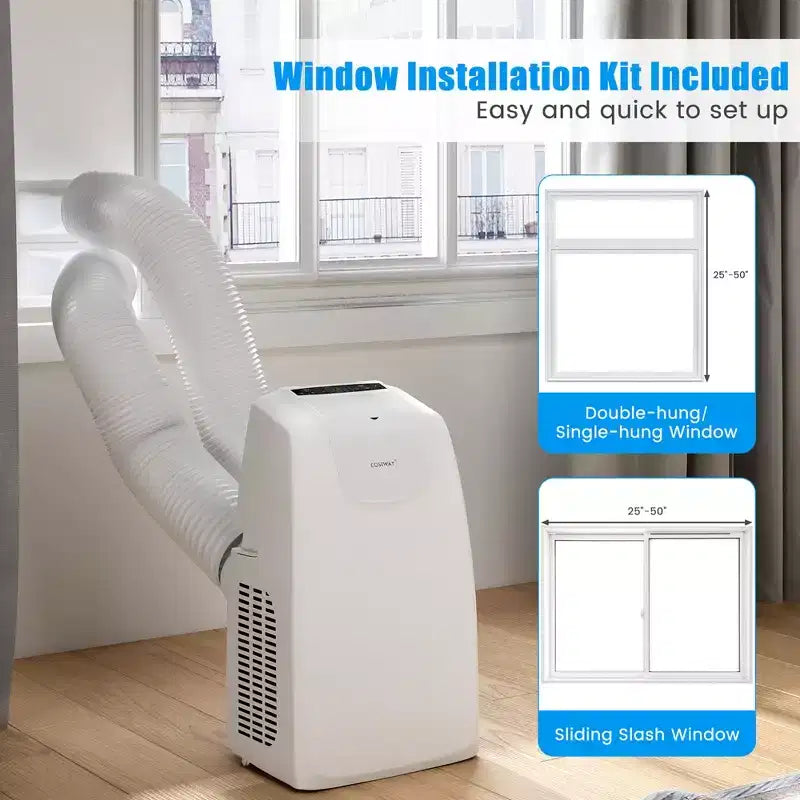 Costway 8000 BTU (11.500 BTU ASHRAE) Dual-Schlauch Tragbare Klimaanlage 3-in-1 Klimagerät mit Fernbedienung