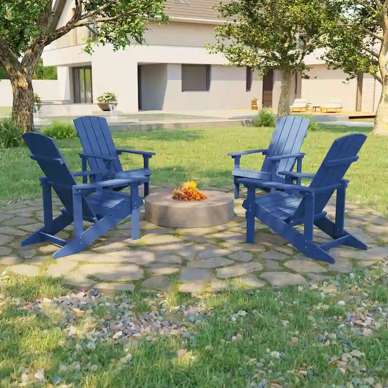 Bonosuki Wetterfeste Outdoor-Adirondack-Stühle aus Holz – 4er-Set