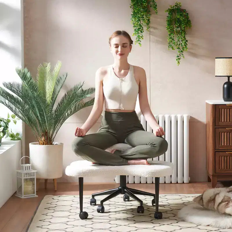 Pinmoco Ergonomischer Kreuz-Bürostuhl, höhenverstellbarer Meditationsstuhl, 360° drehbar, Lendenwirbelstütze, Arbeits- und Bürostuhl, ADHS-Stuhl