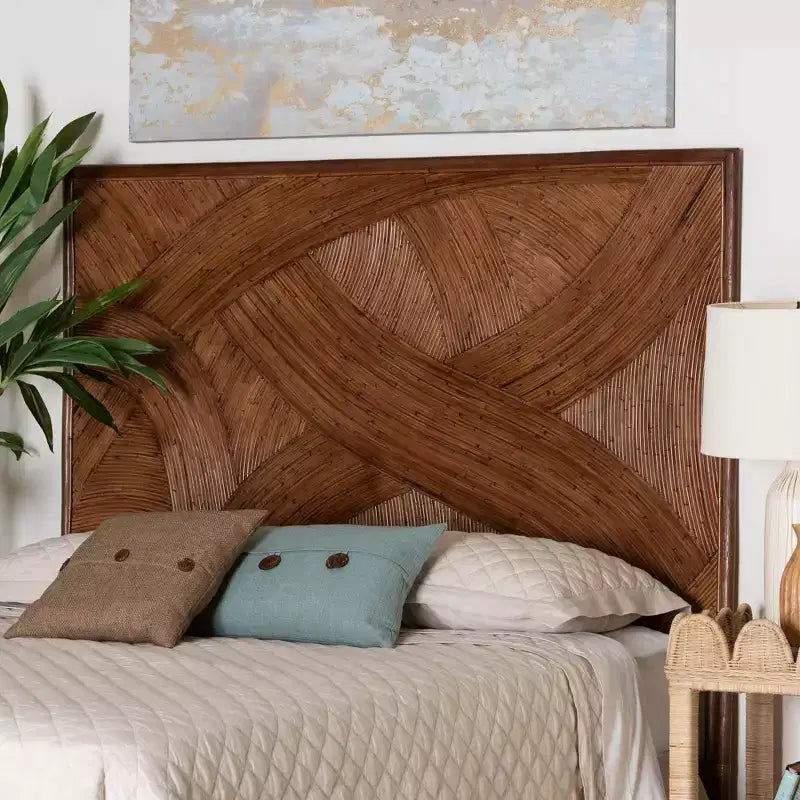 bali & pari King Elettra Rattan-Kopfteil: handgefertigt, keine Montage, Bohème-Design