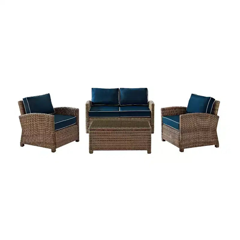 Bradenton 4-teiliges Outdoor Lounge-Set aus Korbgeflecht – Crosley