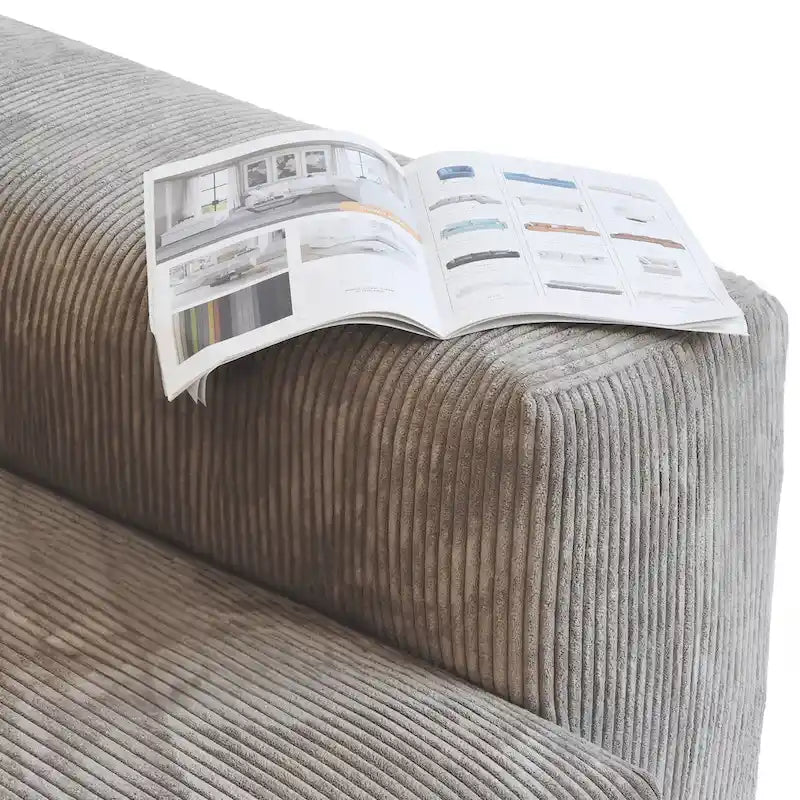 Großes modulares Ecksofa, Kordbezug, U-förmig, 4-Sitzer mit 2 Ottomanen und 5 Kissen