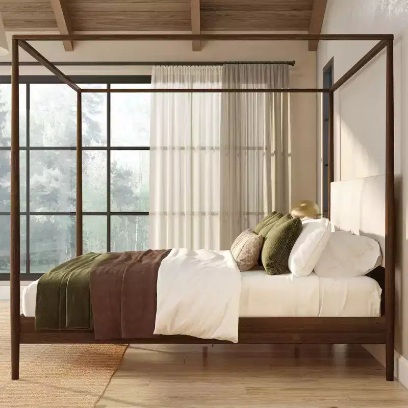 Harbor King Himmelbett mit gepolstertem Kopfteil, Blonde/Swiss Coffee (MD2411-01)
