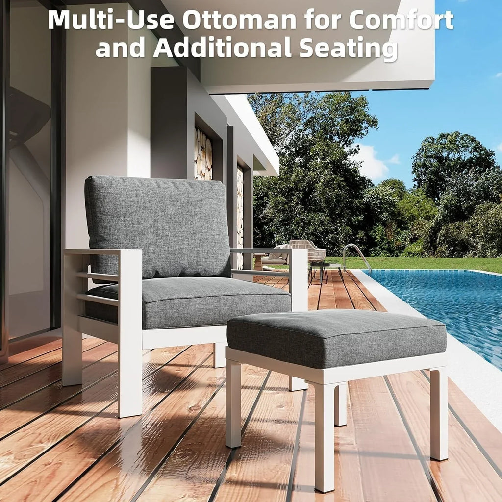 AECOJOY 7-teiliges Aluminium-Terrassenmöbel-Set Outdoor-Gesprächsgarnitur
