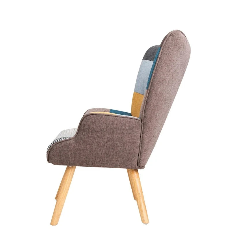 Akzentsessel mit Ottoman, Wohnzimmersessel und Ottomane Set, Bequemer Seitenlehnsessel für Schlafzimmer, Kreative Spleiß-Stoffoberfläche