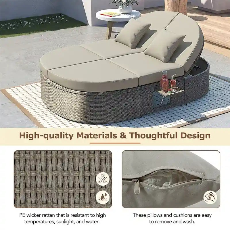 Outdoor Sonnenliege Gartenliege 2-Personen-Daybed mit Kissen und Polstern