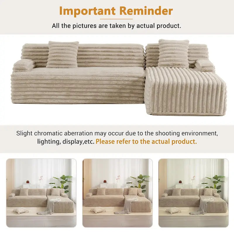 Cloud-Ecksofa, modernes Polstersofa mit 2 Wurfkissen, frei kombinierbares Sofa, modulares L-förmiges Ecksofa