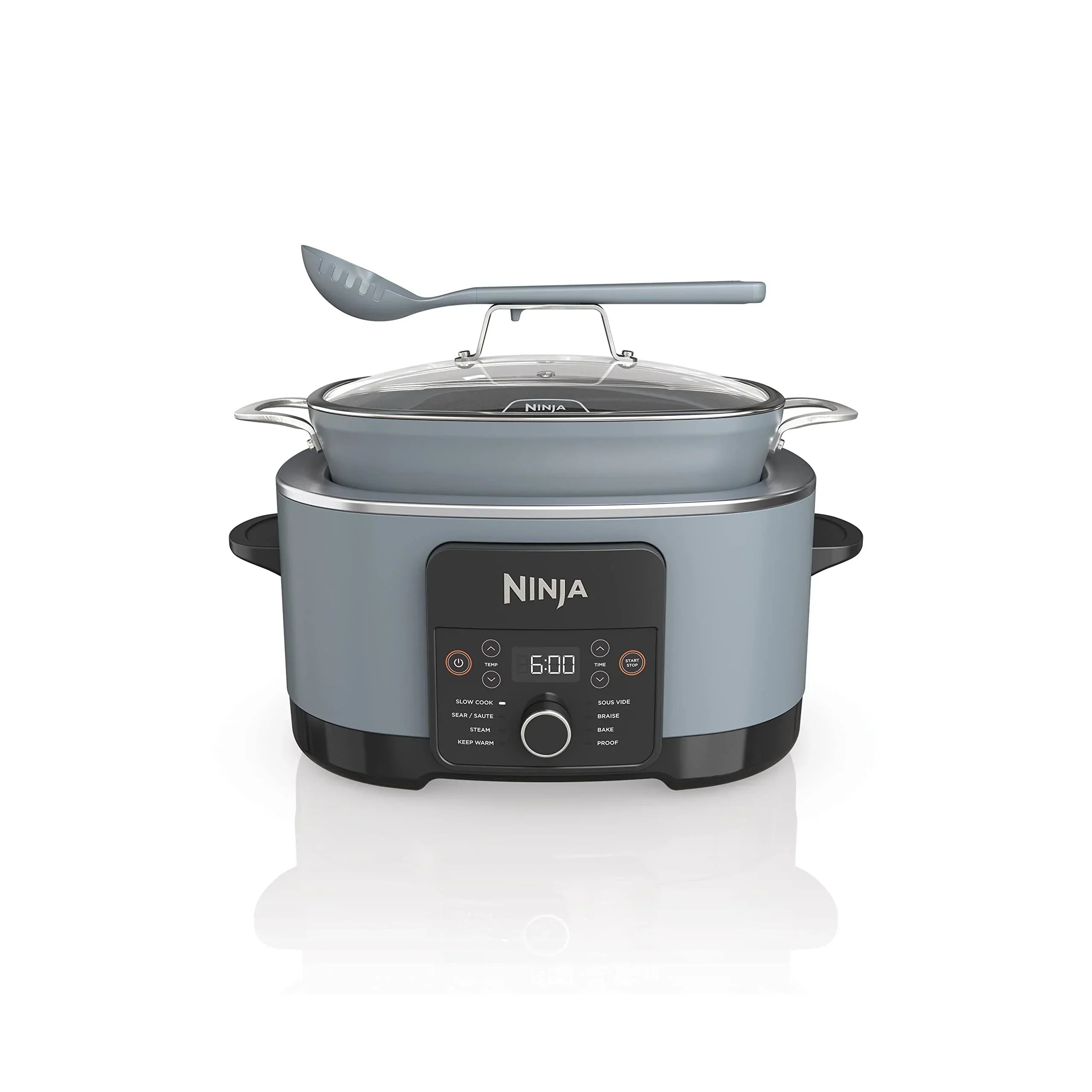8,5 Liter Multi-Kochtopf, 8-in-1, mit Slow Cooker, Bratentopf, Dampfgarer, Glasdeckel, integriertem Löffel, ofenfest bis 260°C