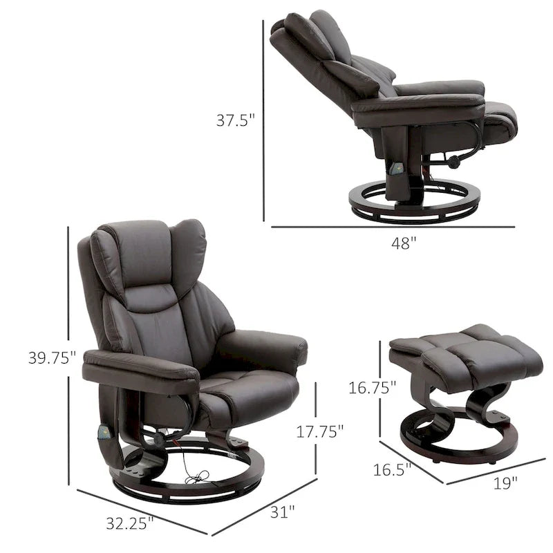 HOMCOM Massage-Liegesessel mit Hocker