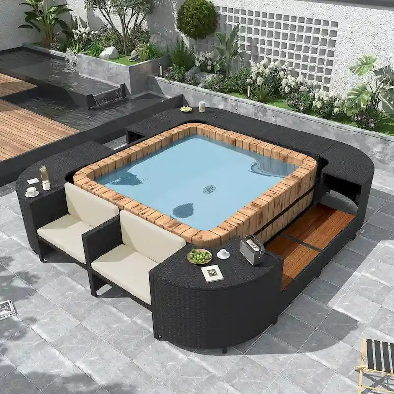 Spa-Umrandung Spa-Rahmen Quadratisches Outdoor-Rattan-Sofa-Set