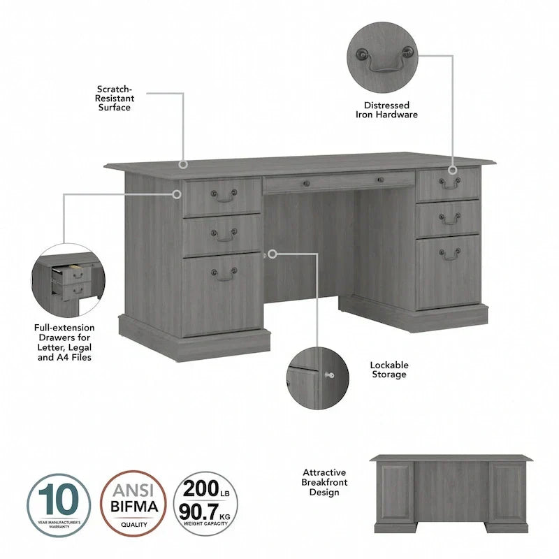 Bush Furniture Saratoga Chefsessel mit Schubladen und Stauraum