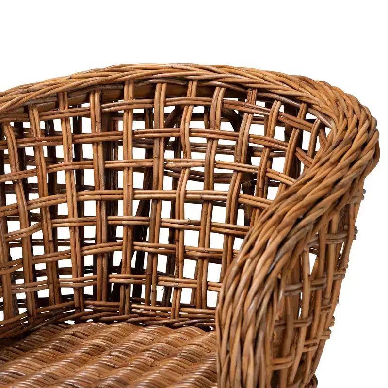 bali & pari Mario Modernes, böhmisches Esszimmerstuhl-Set, 2-teilig, aus Natur-Teakholz und Rattan