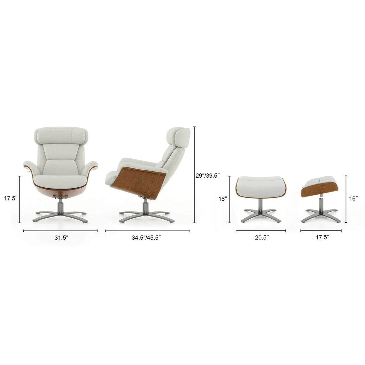Jovan 31.5 Echtleder Relaxsessel mit Ottoman