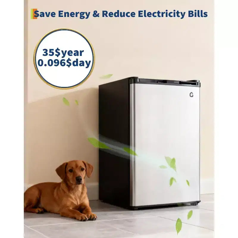 4.5 Cu.Ft Minikühlschrank mit Gefrierfach, Kompakter Kühlschrank mit wechselbarem Türanschlag, verstellbarem Thermostat, energieeffizient, kleiner Kühlschrank