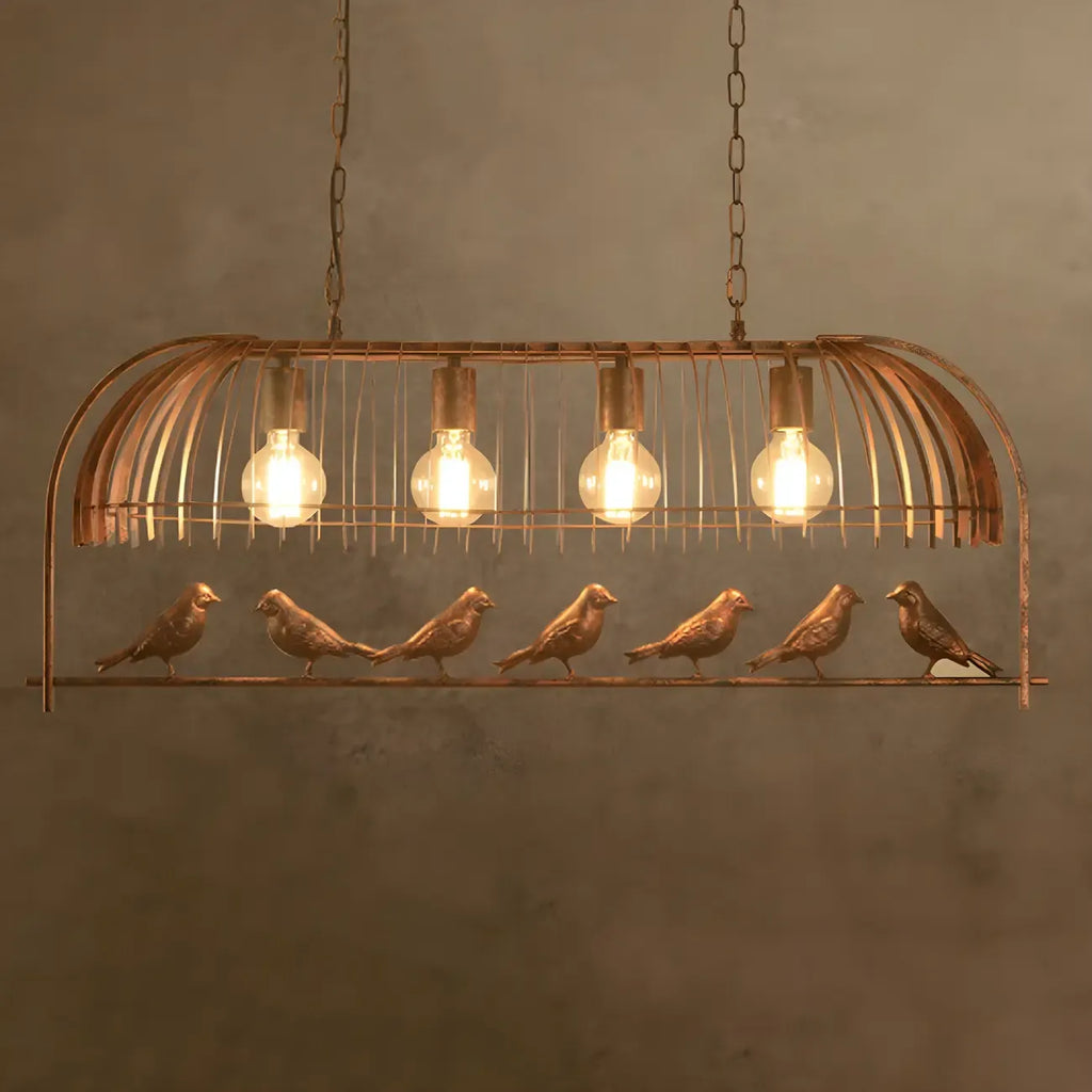 Pendelleuchte im Industriedesign mit Vogelkäfig für die Küche
