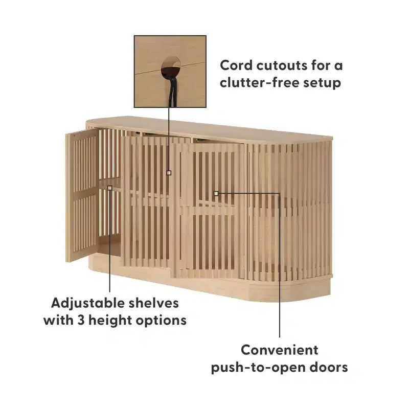 Plank+Beam Contour Massivholz-Sideboard mit 3 Türen, 150 cm TV-Lowboard für Wohnzimmer