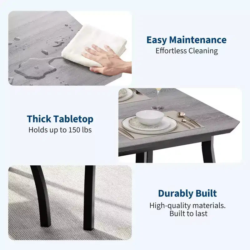 5-teiliges Küchen-Tisch- und Stuhlset mit Metallrahmen und abgeschrägtem Design