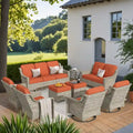 XIZZI 9-teiliges Gartenmöbel-Set mit drehbaren Stühlen für den Außenbereich