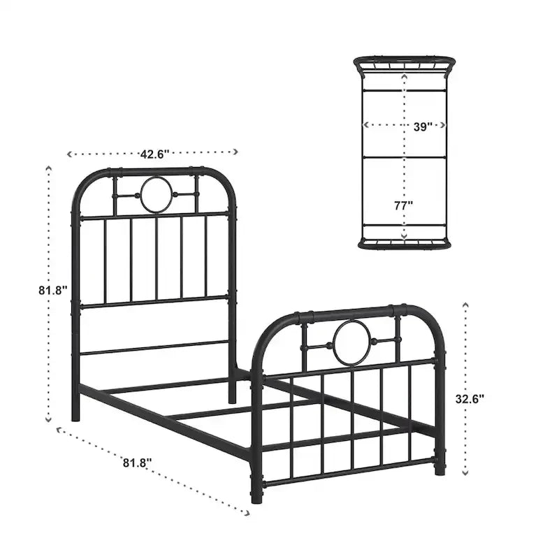 Schwarzes Metallbett