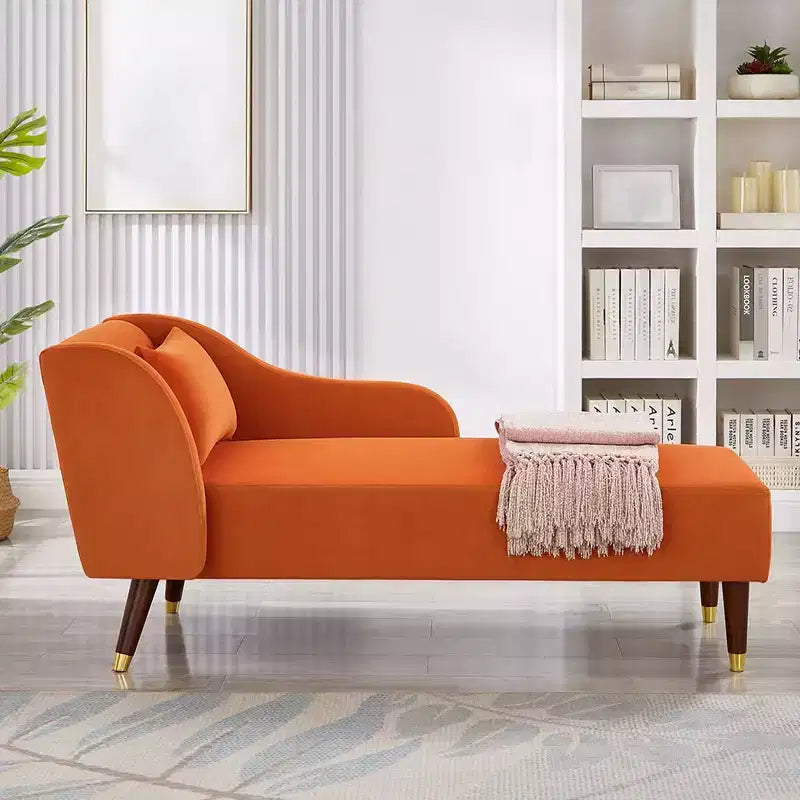 Modernes Samt-Chaiselounge-Sofa, Polsterliege mit geschwungener Armlehne, Schlafcouch für Schlafzimmer, Büro, Wohnzimmer