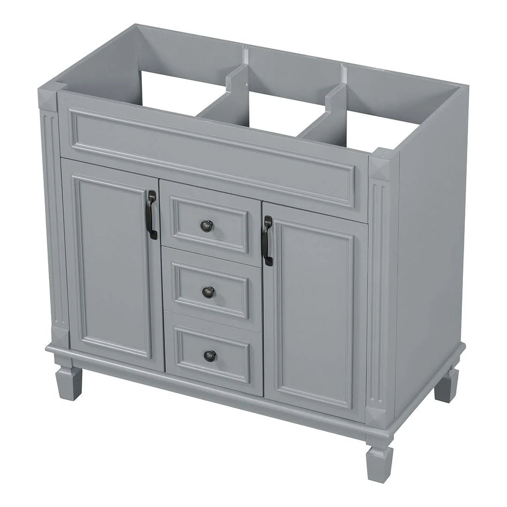 Moderner 36'' Badschrank mit Aufsatzwaschbecken und Spiegelschrank, 2 Türen und 2 Schubladen