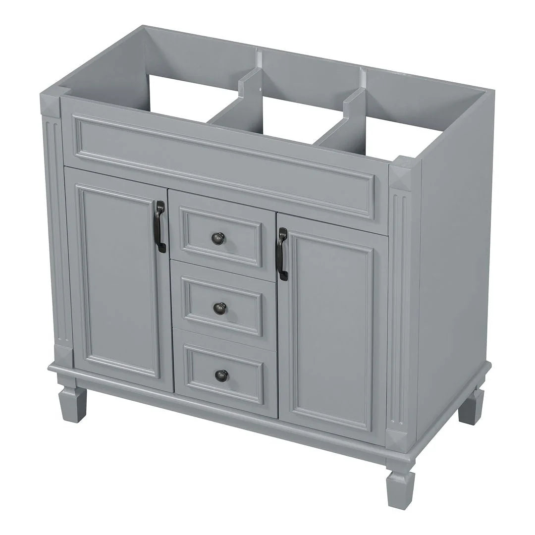 Moderner 36'' Badschrank mit Aufsatzwaschbecken und Spiegelschrank, 2 Türen und 2 Schubladen