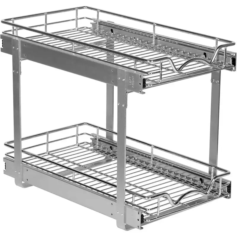Auszugschrank-Organizer, 2 Etagen, strapazierfähiges Metall mit lebenslanger eingeschränkter Garantie – Rostfreies Chrom-Finish