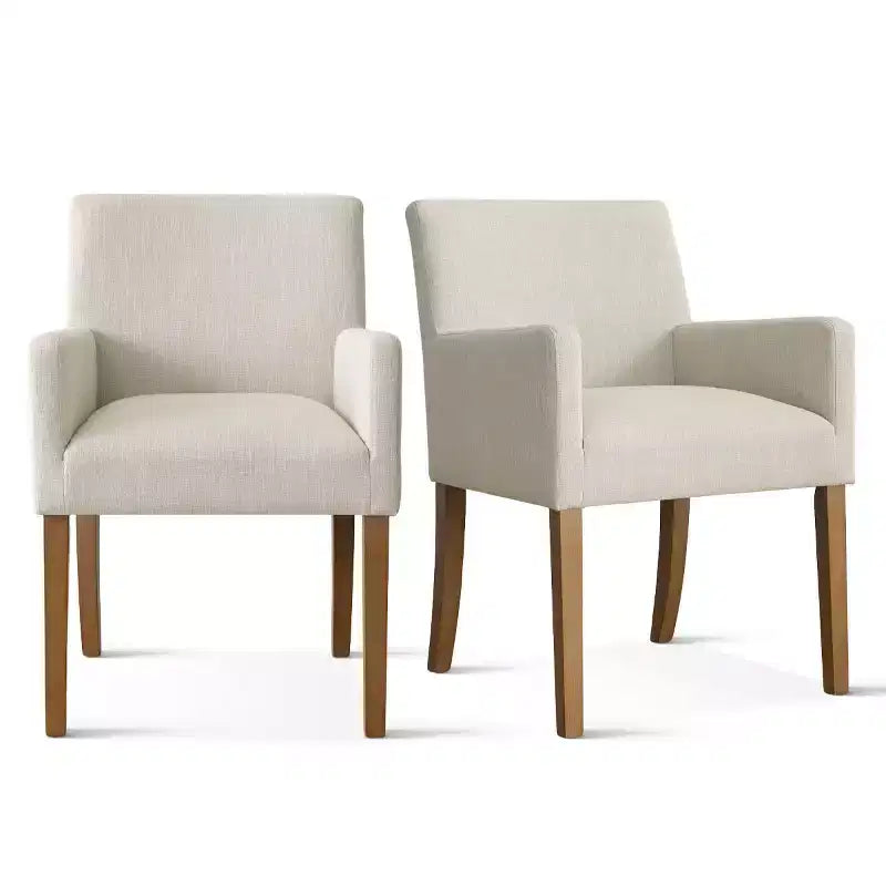 Set aus 6 gepolsterten Esszimmerstühlen mit Armlehnen, moderne Leinen-Sessel mit Holzbeinen, Akzentstühle für Esszimmer, Wohnzimmer - Panipeachy