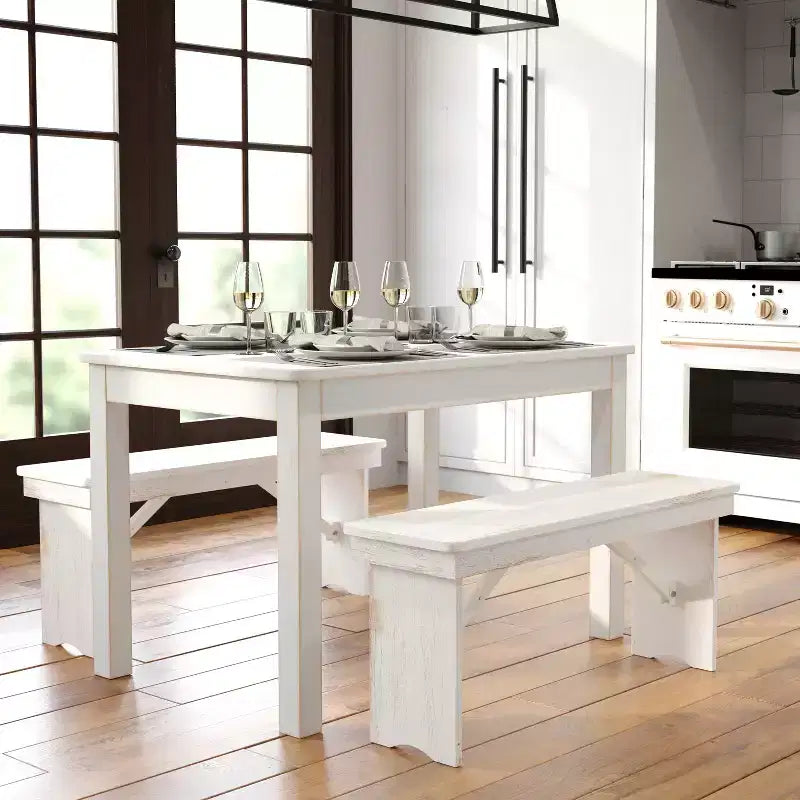 Flash Furniture 46 x 30 rechteckiger Esstisch aus massiver Kiefer im Landhausstil