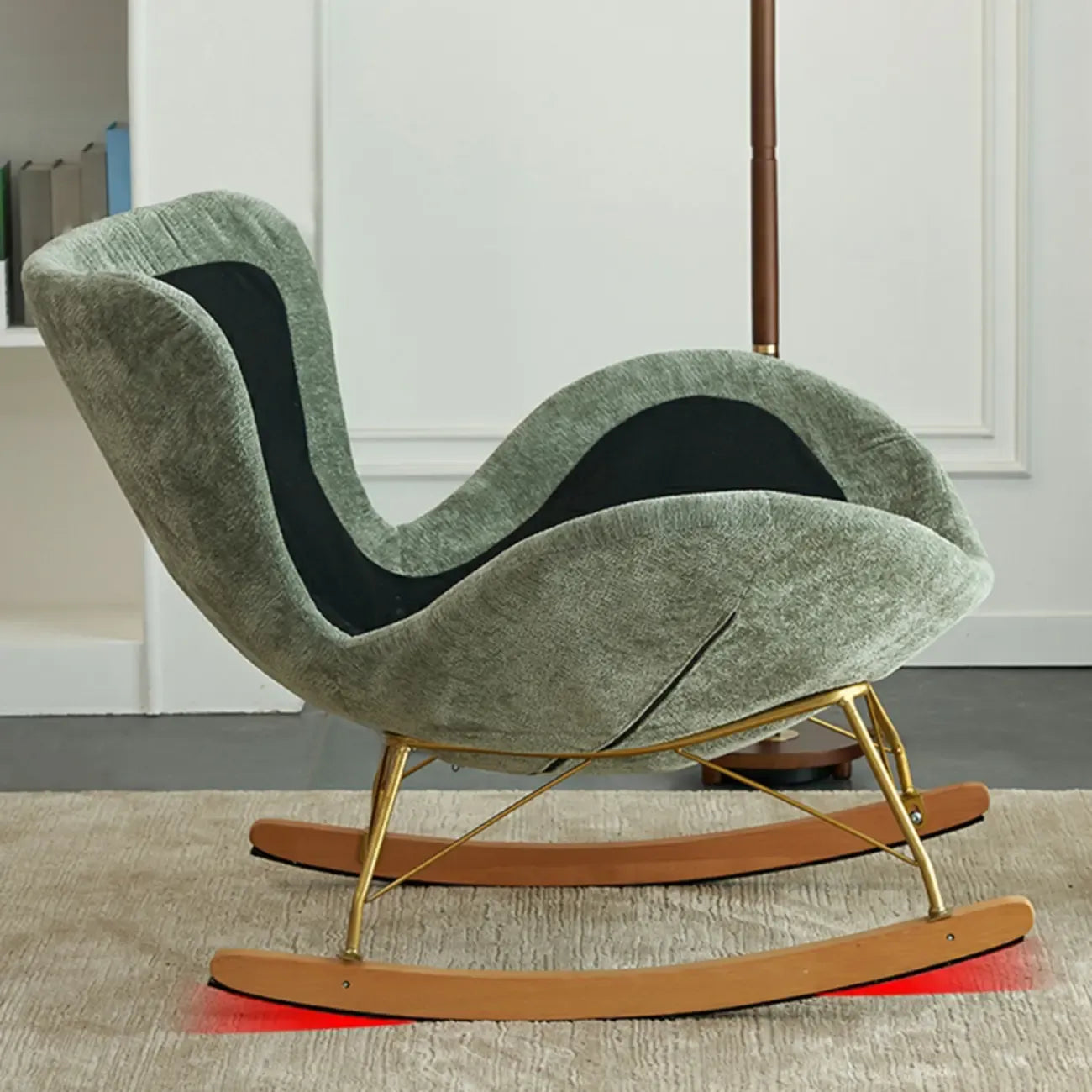 Moderner ergonomischer Schaukelstuhl aus Samt für das Kinderzimmer