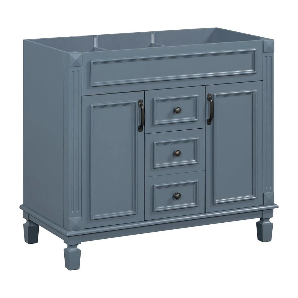 Moderner 36'' Badschrank mit Aufsatzwaschbecken und Spiegelschrank, 2 Türen und 2 Schubladen