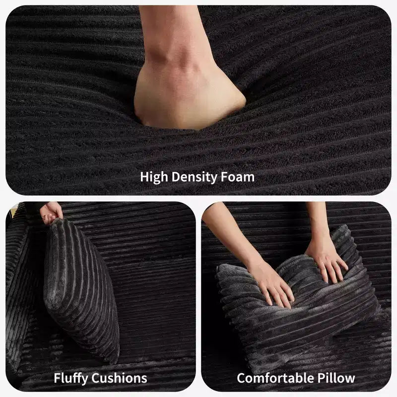 55 Convertible Schlafsofa mit ausziehbarer Fußstütze & verstellbarer Rückenlehne, platzsparendes Sofa für kleine Wohnungen