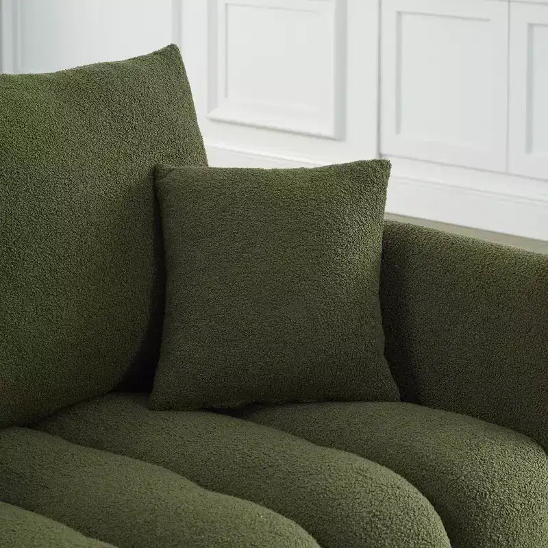 GDFStudio Alanna 79,5 Modernes 3-Sitzer-Sofa mit Teddyfell-Bezug und Kissen