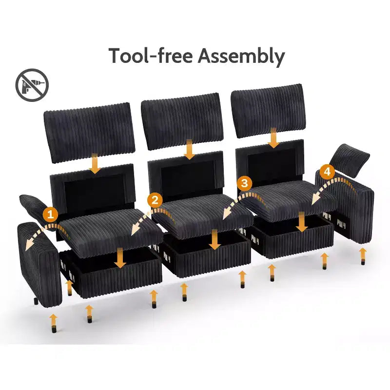 Dyonery Modulares Cord-Ecksofa mit waschbaren Bezügen