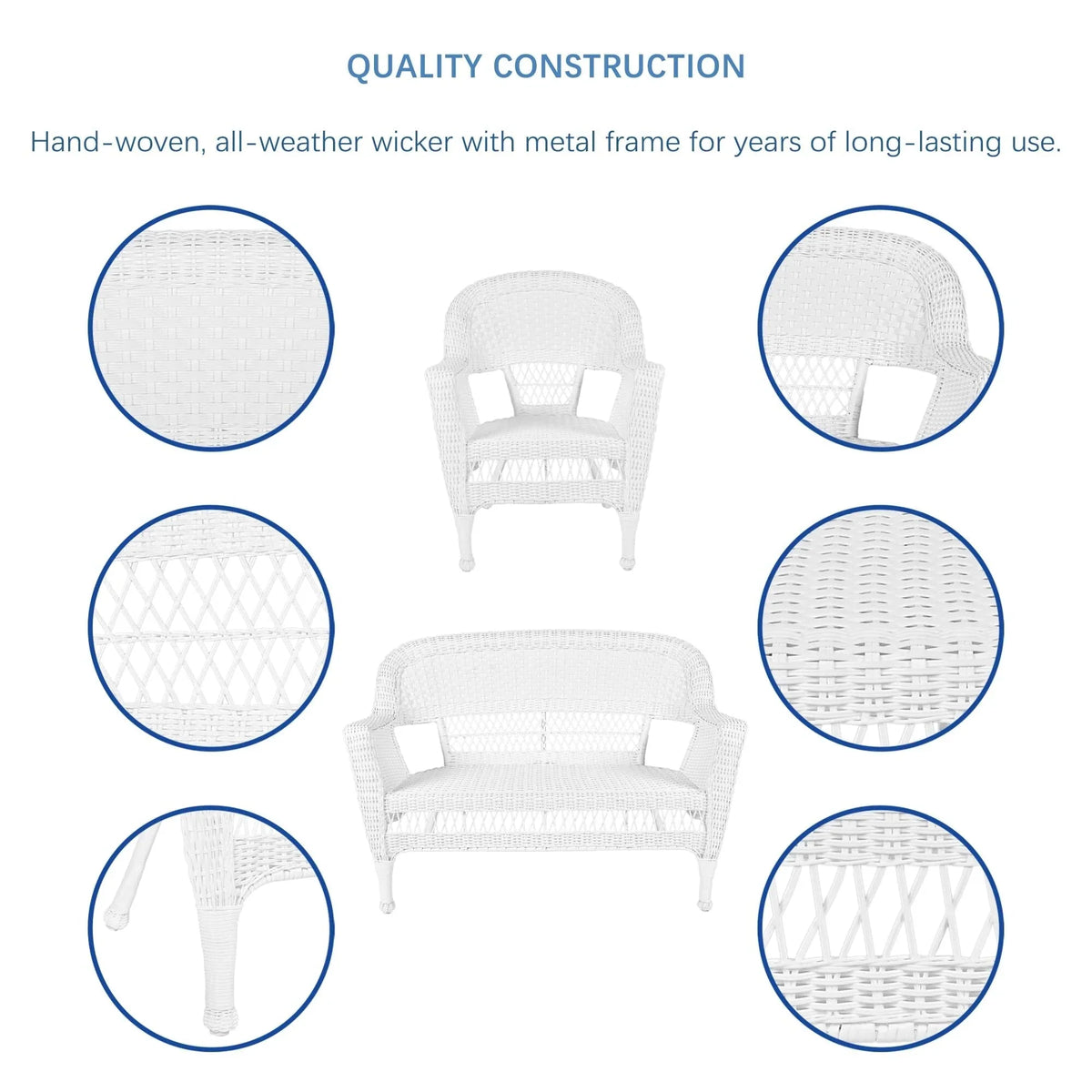 4-teiliges Loungeset aus Polyrattan für den Außenbereich