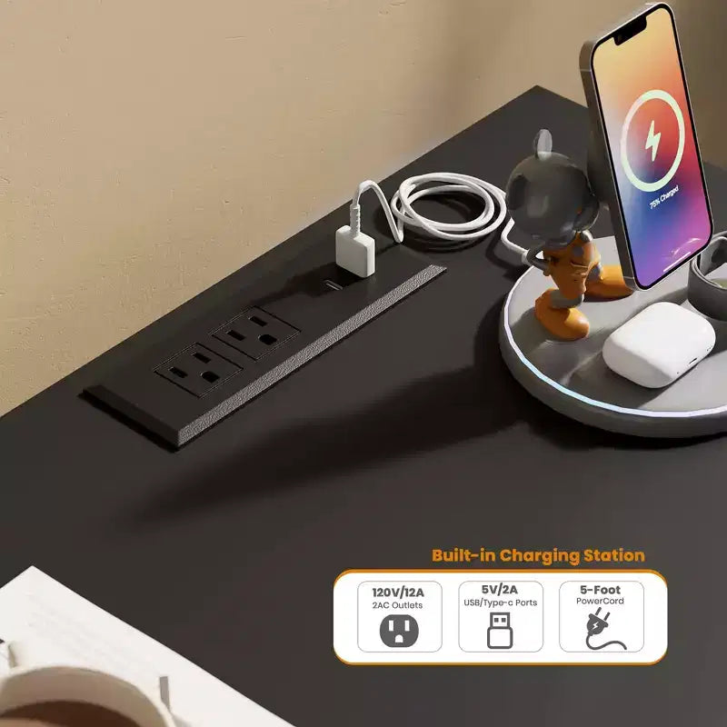9 Schubladen Kommode für Schlafzimmer, Schubladenschrank mit Ladestation & LED-Beleuchtung, Doppel-Holz-Kleiderschrank, Moderne Kommode TV-Ständer