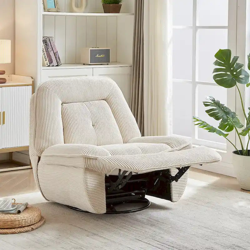 Drehbarer Relaxsessel aus Cord mit Gleitfunktion und Fußstütze für das Wohnzimmer