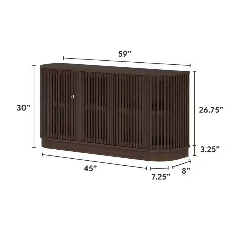 Plank+Beam Contour Massivholz-Sideboard mit 3 Türen, 150 cm TV-Lowboard für Wohnzimmer