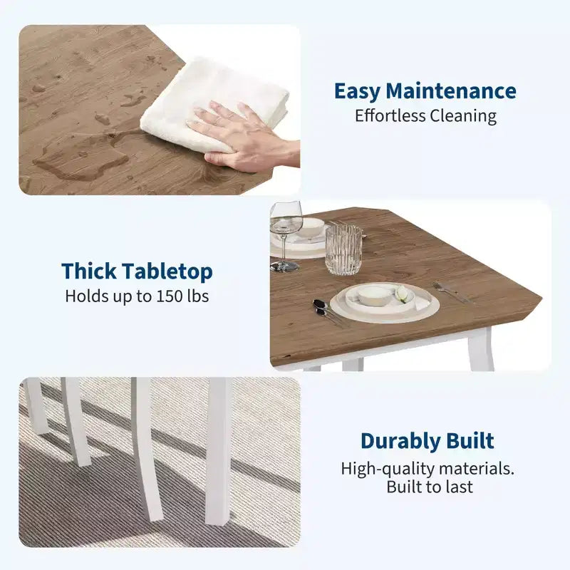 5-teiliges Küchen-Tisch- und Stuhlset mit Metallrahmen und abgeschrägtem Design