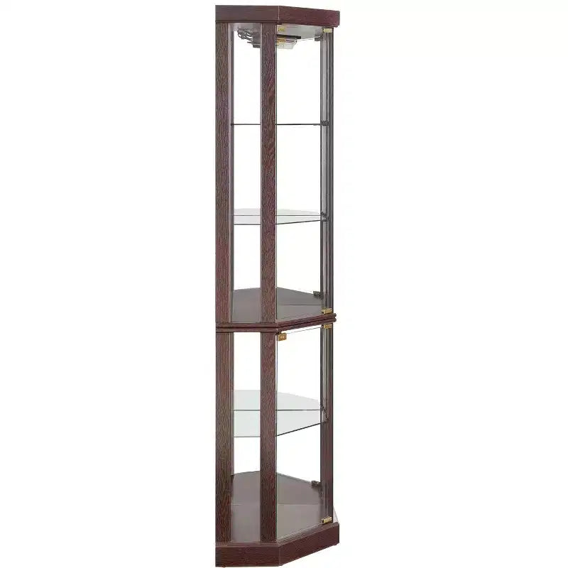 Eck-Vitrine mit Glastüren und Regalen, Eck-Schaukasten für das Wohnzimmer