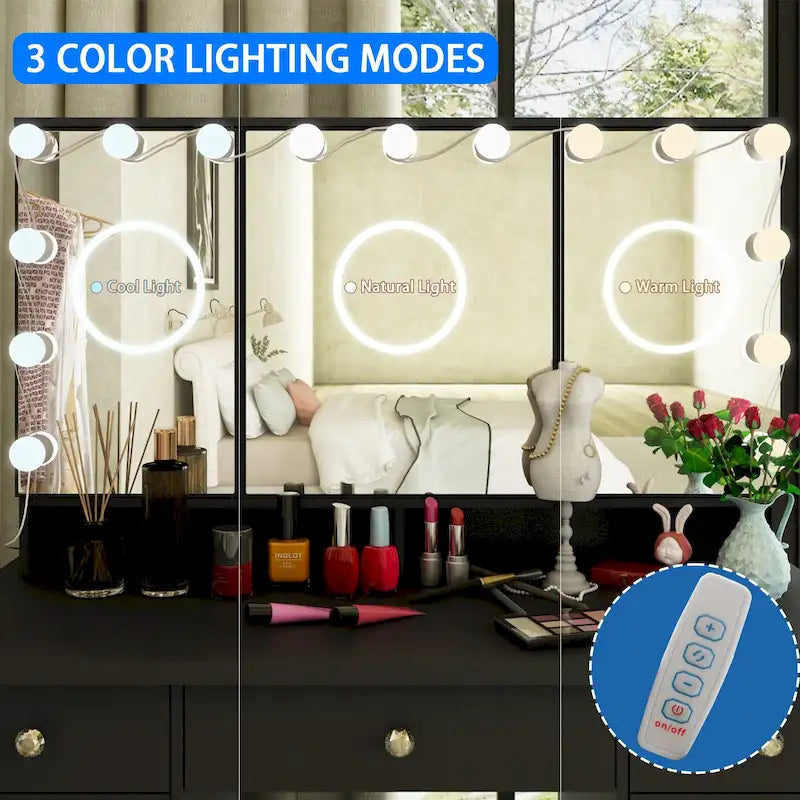 Luxuriöser LED-Schminktisch mit 9 Schubladen Elegante Schminkstation