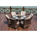 7-teiliges Garten-Essgruppe aus Rattan mit runden Kissen von Moda Furnishings
