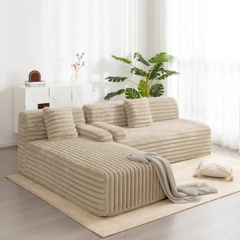 Cloud-Ecksofa, modernes Polstersofa mit 2 Wurfkissen, frei kombinierbares Sofa, modulares L-förmiges Ecksofa