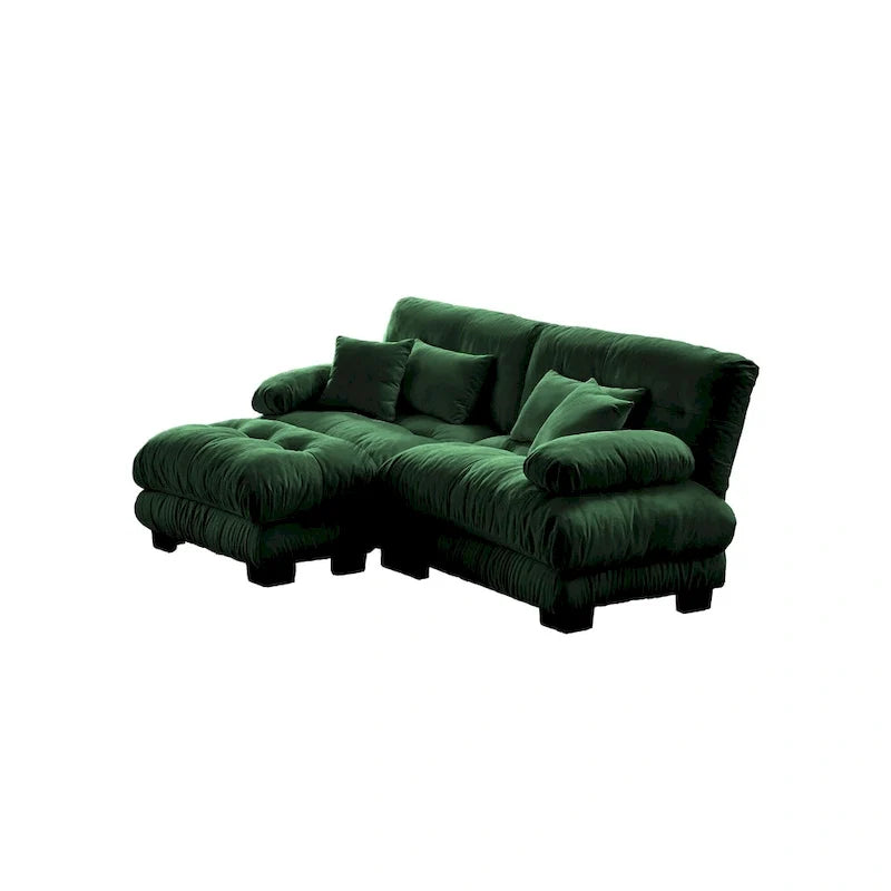 L-förmiges Loveseat Sofa Chenille Sektionssofa mit Lendenkissen
